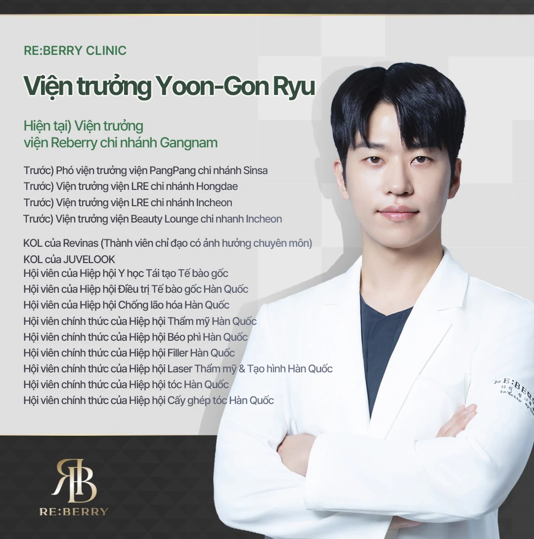 Dr. Yoon-Gon Ryu — Giám đốc Y khoa tại RE:BERRY Clinic Gangnam, KOL của Revinas và Juvelook, bác sĩ chuyên khoa da liễu Hàn Quốc