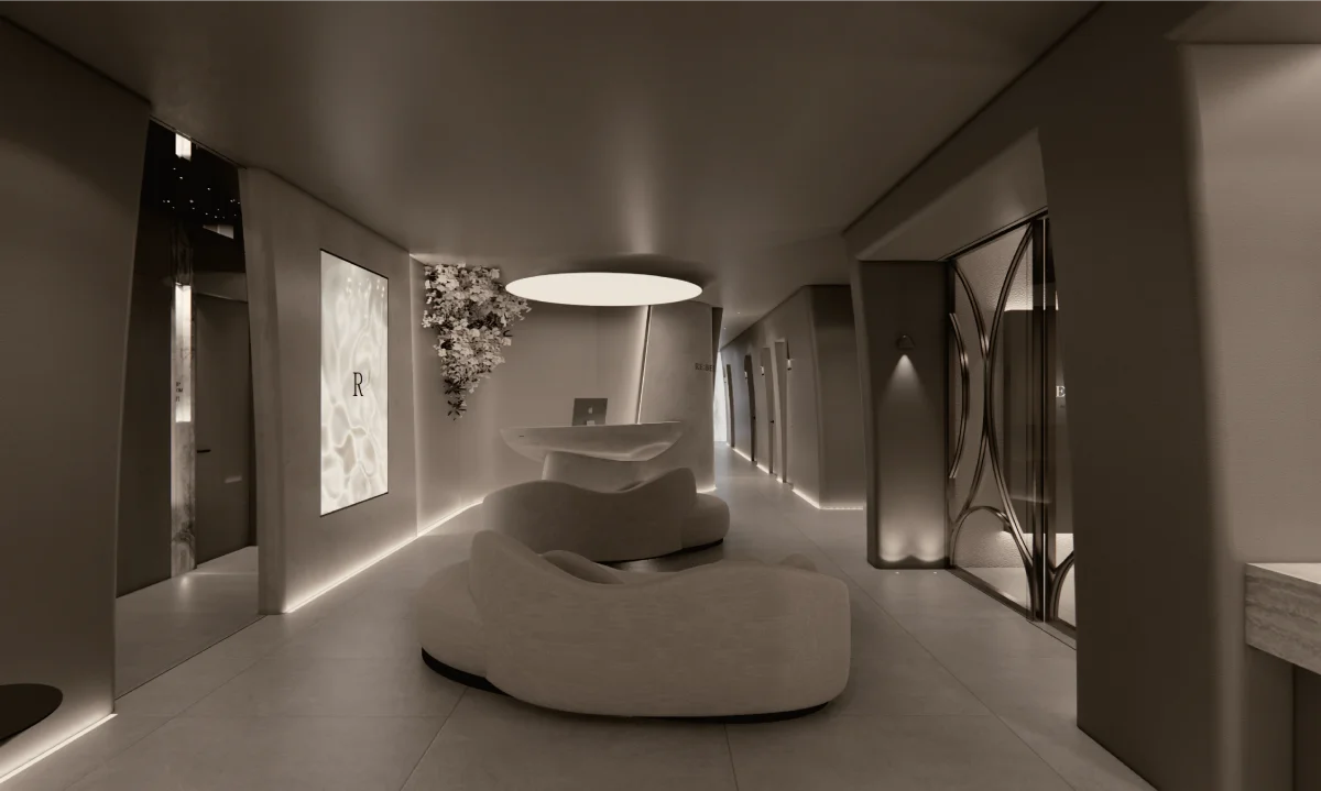 VIP consultation room at RE:BERRY Clinic Gangnam — private aesthetic consultation with RE:BERRY logo Seoul