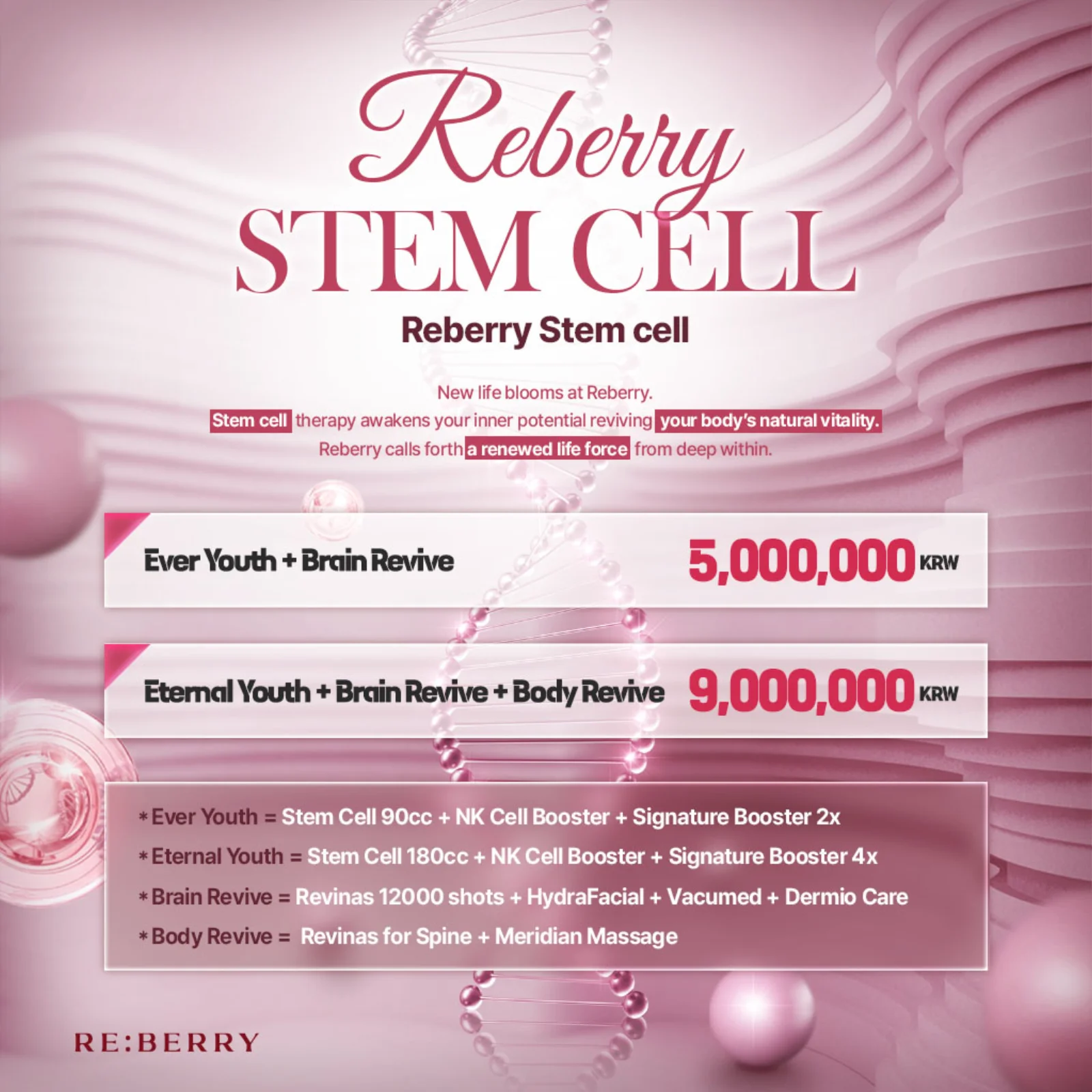 RE:BERRY Gangnam Eternal Youth Stem Cell Booster promotion — premium anti-aging package
