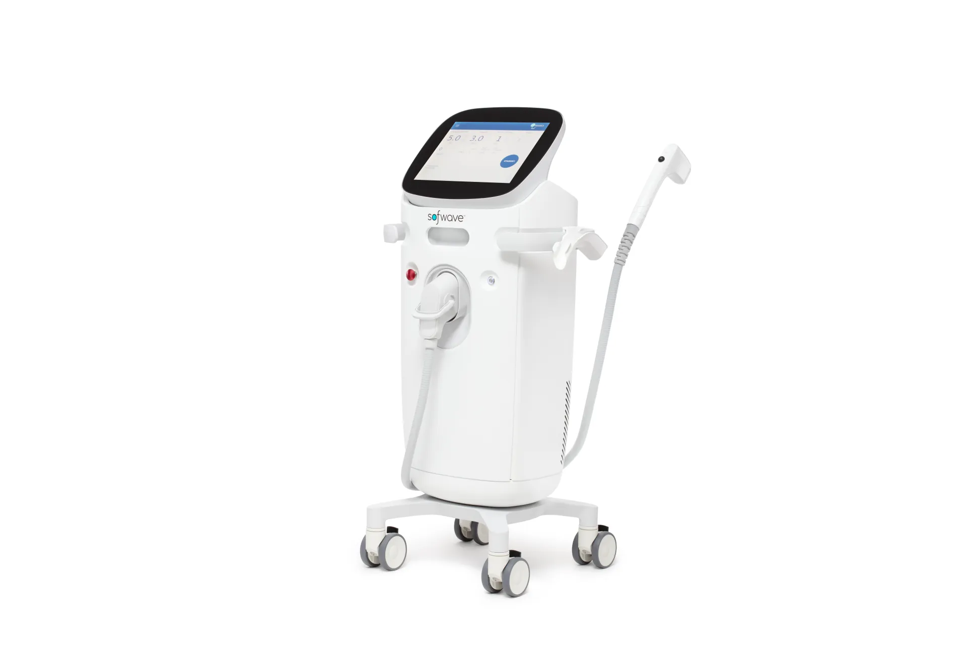 Sofwave SUPERB ultrasound handpiece delivering parallel beam energy