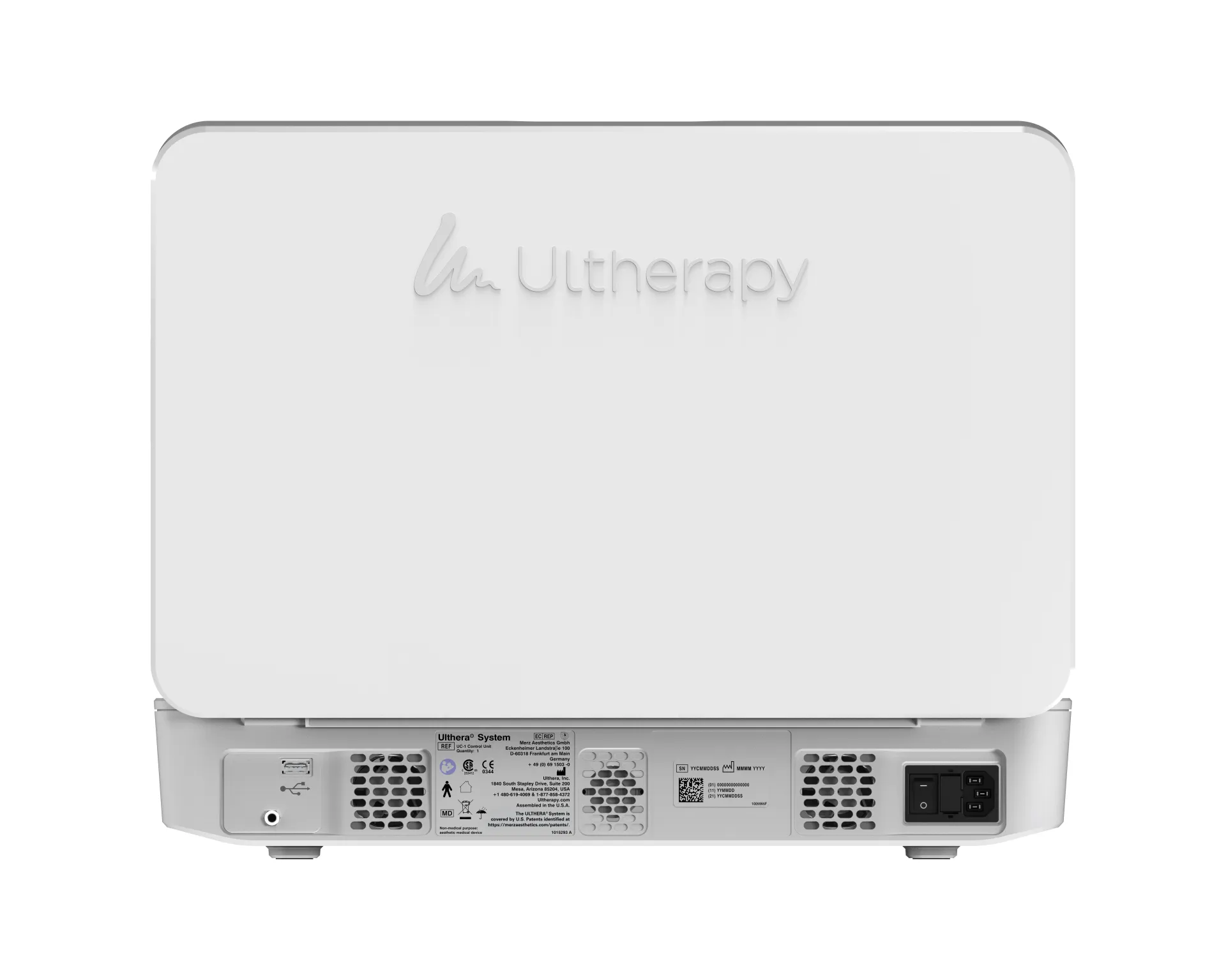 Ultherapy Prime device delivering micro-focused ultrasound energy during treatment